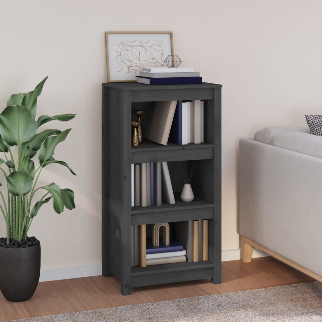 Bibliothèque Gris 50x35x97 cm Bois de pin massif - XIOS
