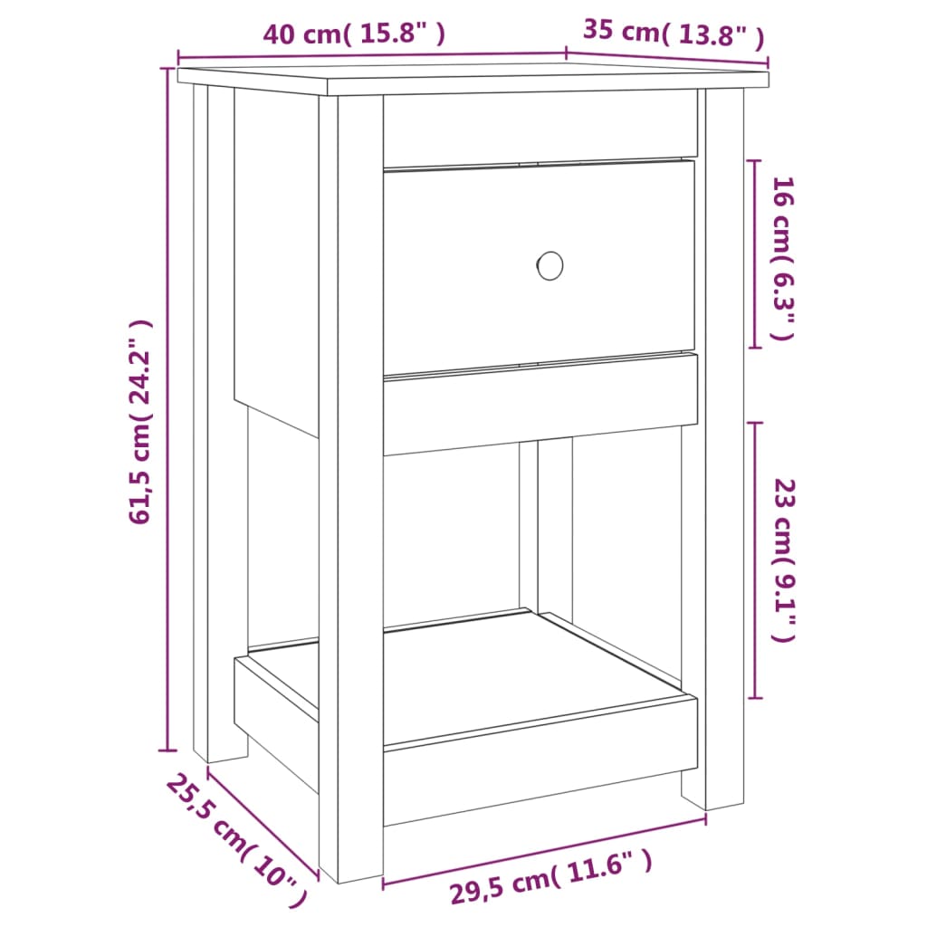 Tables de chevet 2 pcs 40x35x61,5 cm Bois de pin massif - XIOS