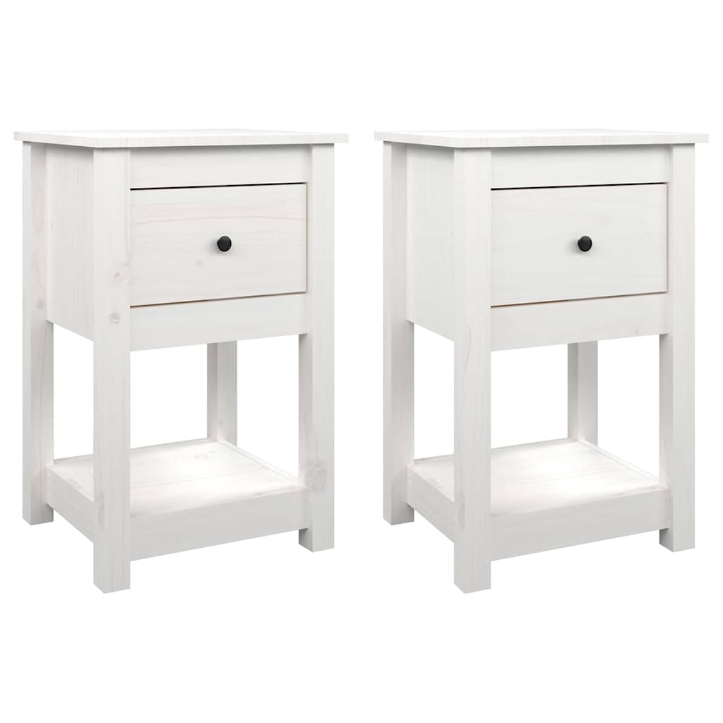 Tables de chevet 2 pcs Blanc 40x35x61,5 cm Bois de pin massif - XIOS