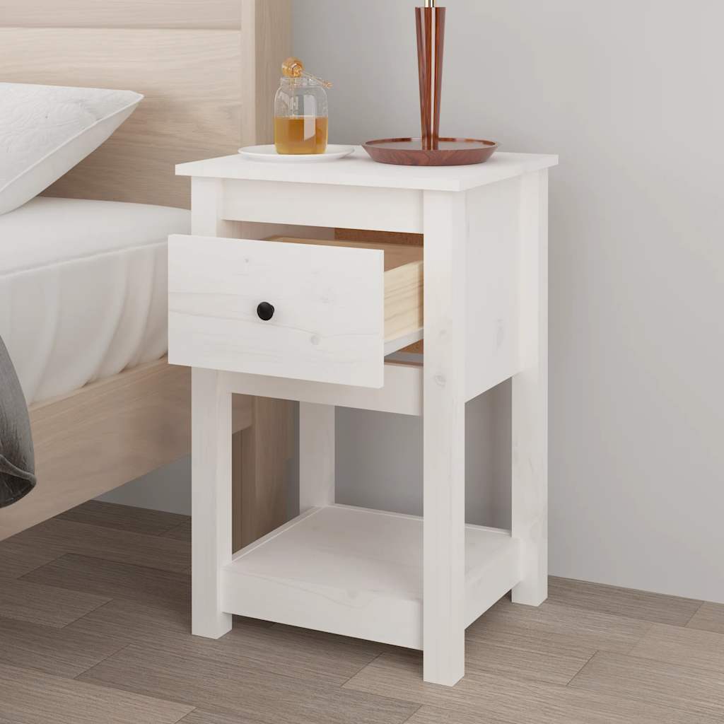 Tables de chevet 2 pcs Blanc 40x35x61,5 cm Bois de pin massif - XIOS