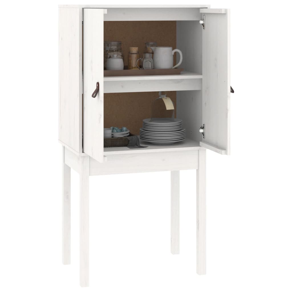 Buffet haut Blanc 60x40x120 cm Bois massif de pin - XIOS