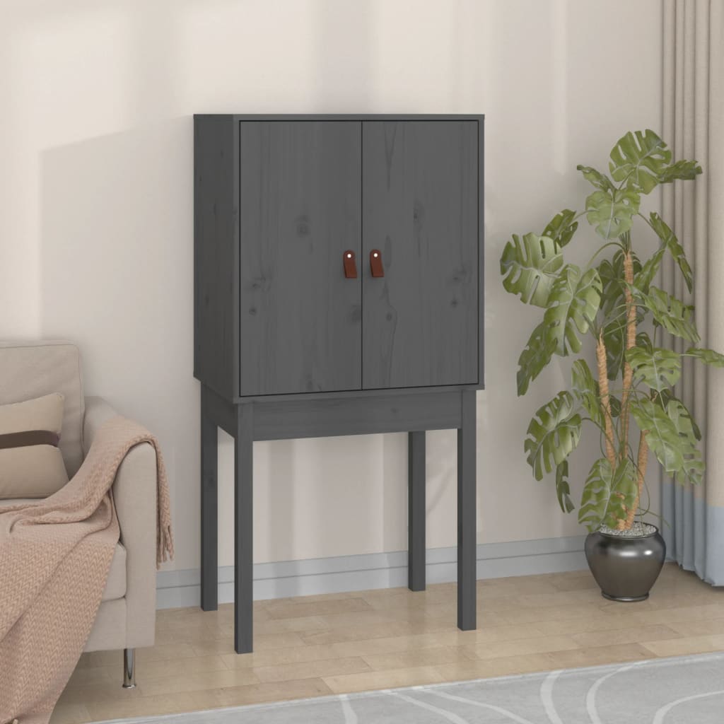 Buffet haut Gris 60x40x120 cm Bois massif de pin - XIOS
