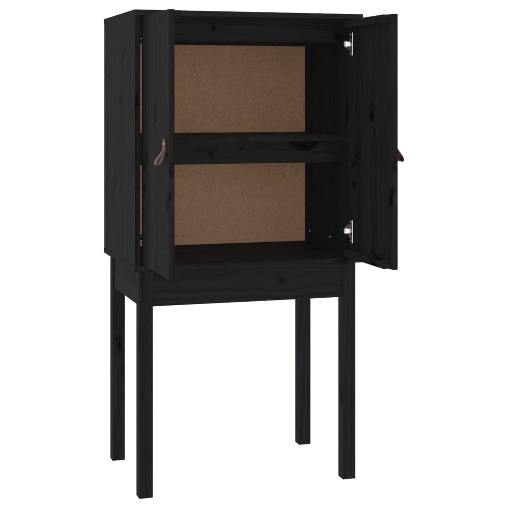 Buffet haut Noir 60x40x120 cm Bois massif de pin - XIOS