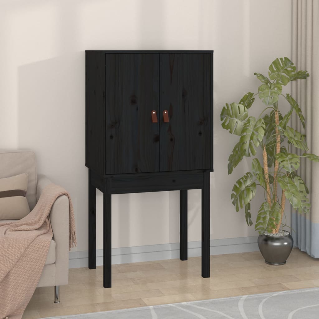 Buffet haut Noir 60x40x120 cm Bois massif de pin - XIOS