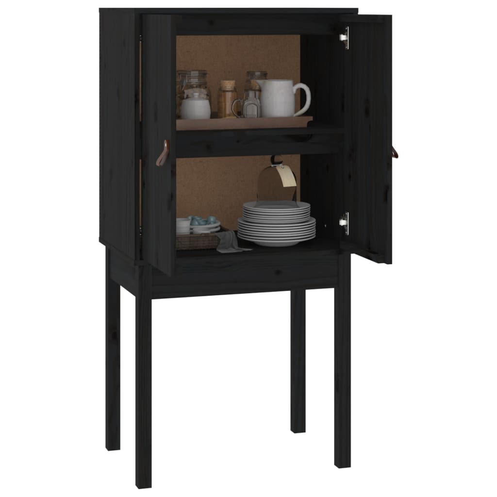 Buffet haut Noir 60x40x120 cm Bois massif de pin - XIOS