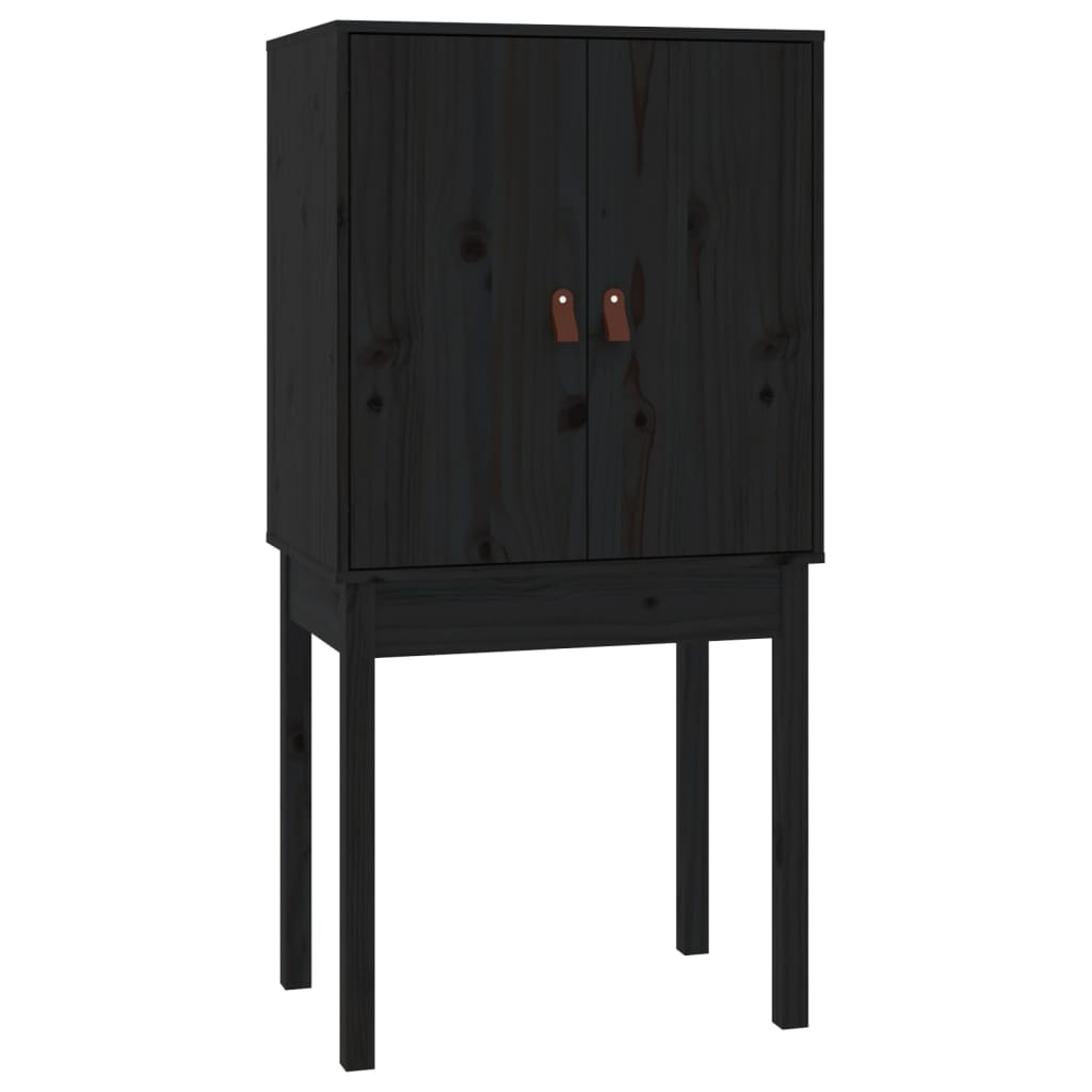Buffet haut Noir 60x40x120 cm Bois massif de pin - XIOS