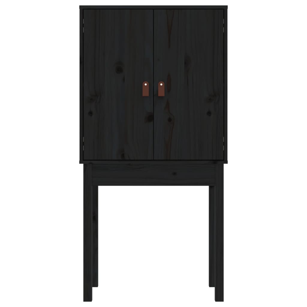 Buffet haut Noir 60x40x120 cm Bois massif de pin - XIOS