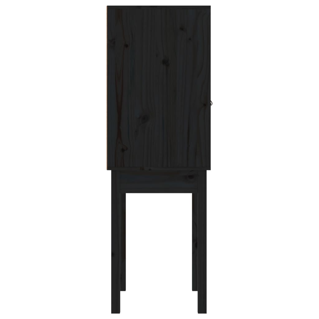 Buffet haut Noir 60x40x120 cm Bois massif de pin - XIOS