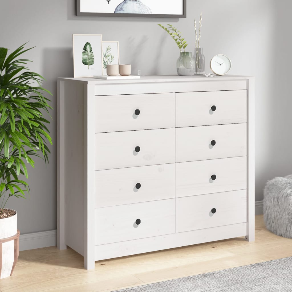 Armoire latérale Blanc 100x40x90 cm Bois de pin massif - XIOS