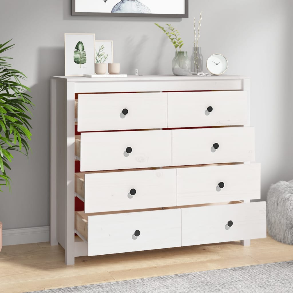 Armoire latérale Blanc 100x40x90 cm Bois de pin massif - XIOS