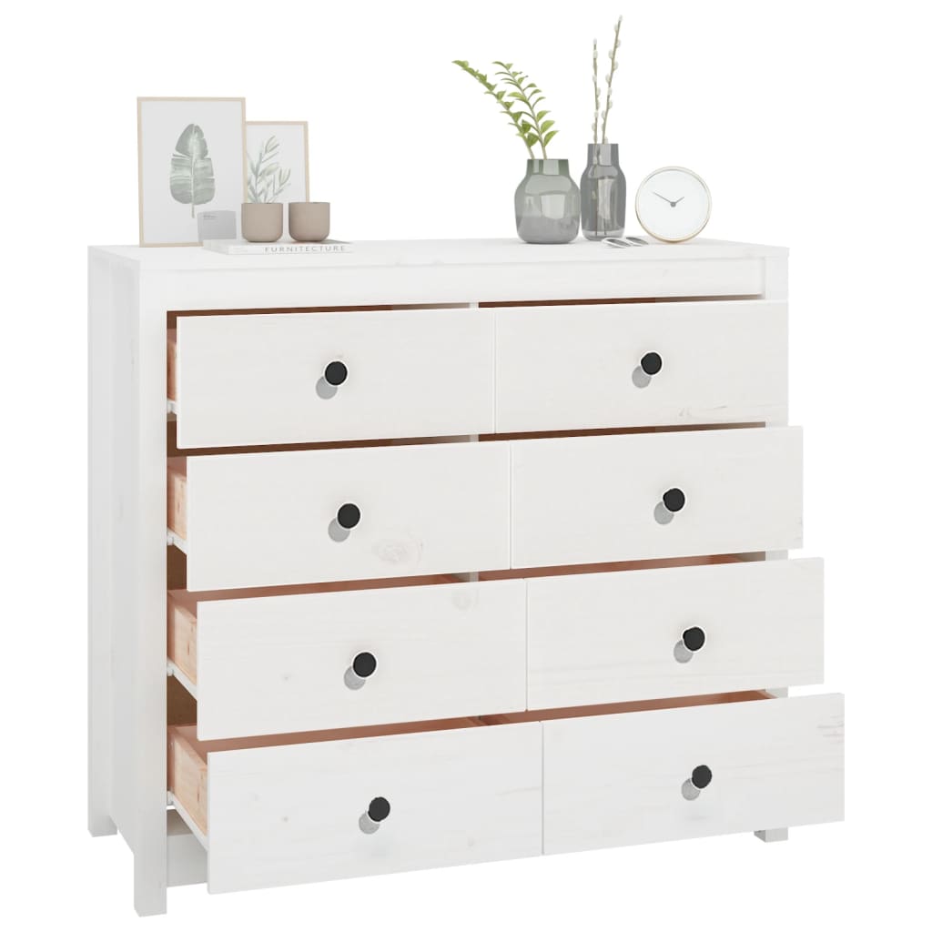 Armoire latérale Blanc 100x40x90 cm Bois de pin massif - XIOS