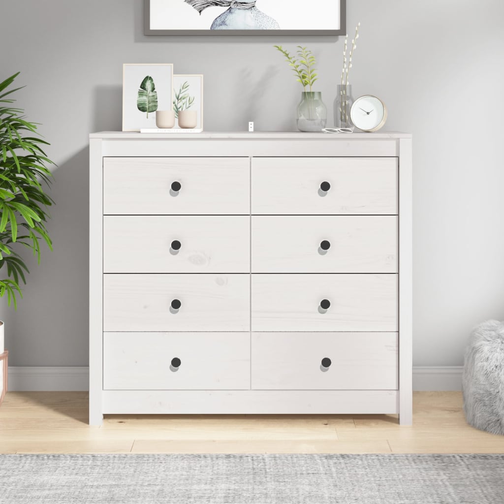 Armoire latérale Blanc 100x40x90 cm Bois de pin massif - XIOS