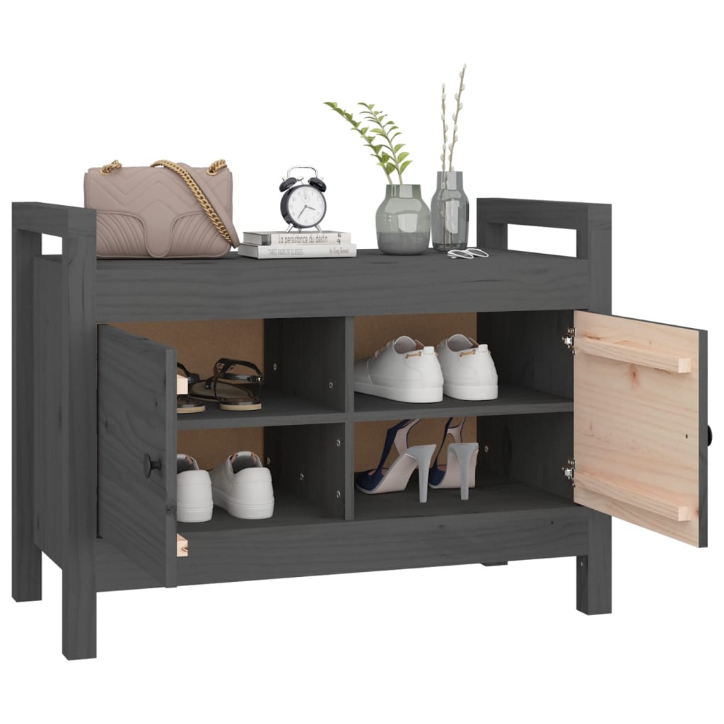 Banc d'entrée Gris 80x40x60 cm Bois de pin massif - XIOS