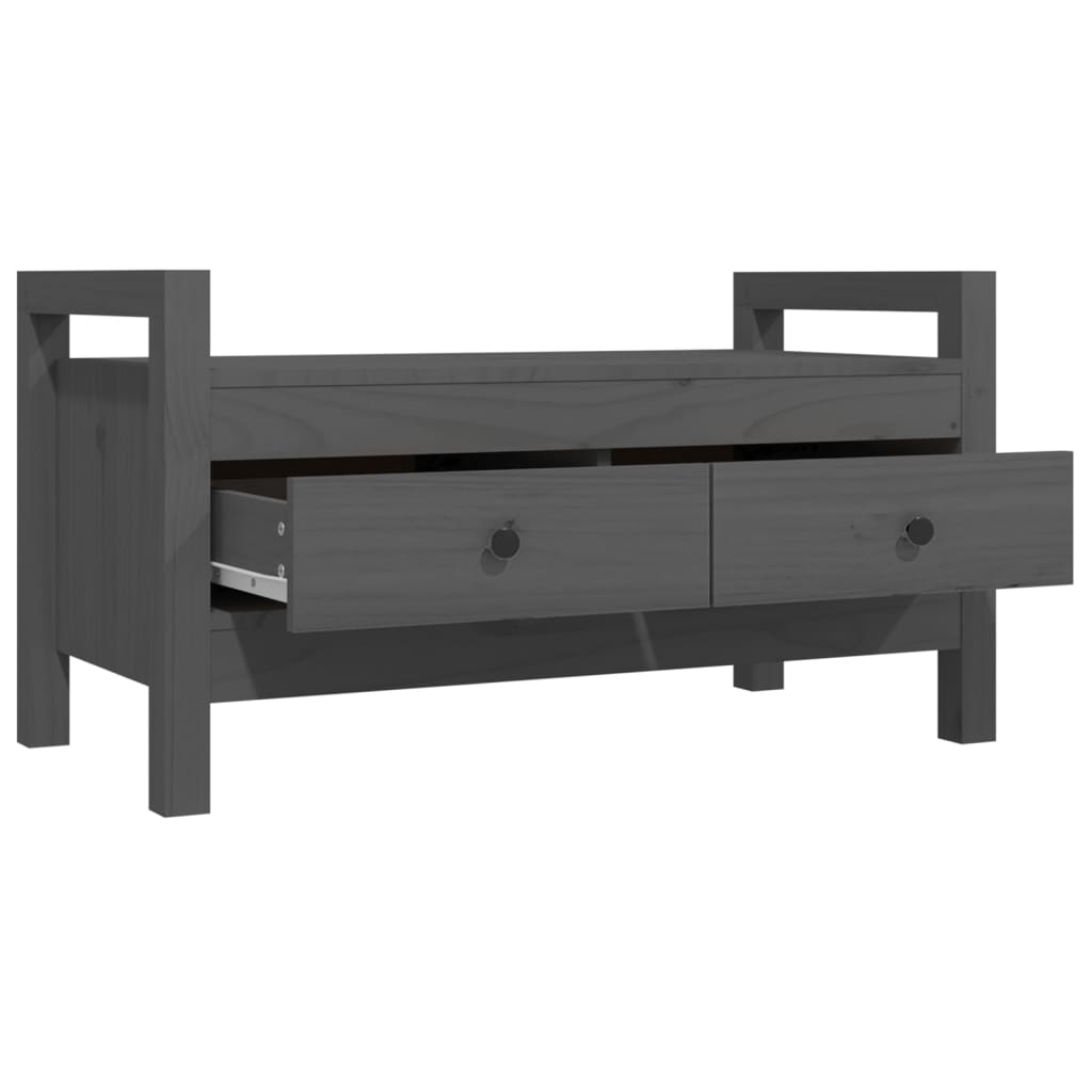 Banc d'entrée Gris 80x40x43 cm Bois de pin massif - XIOS