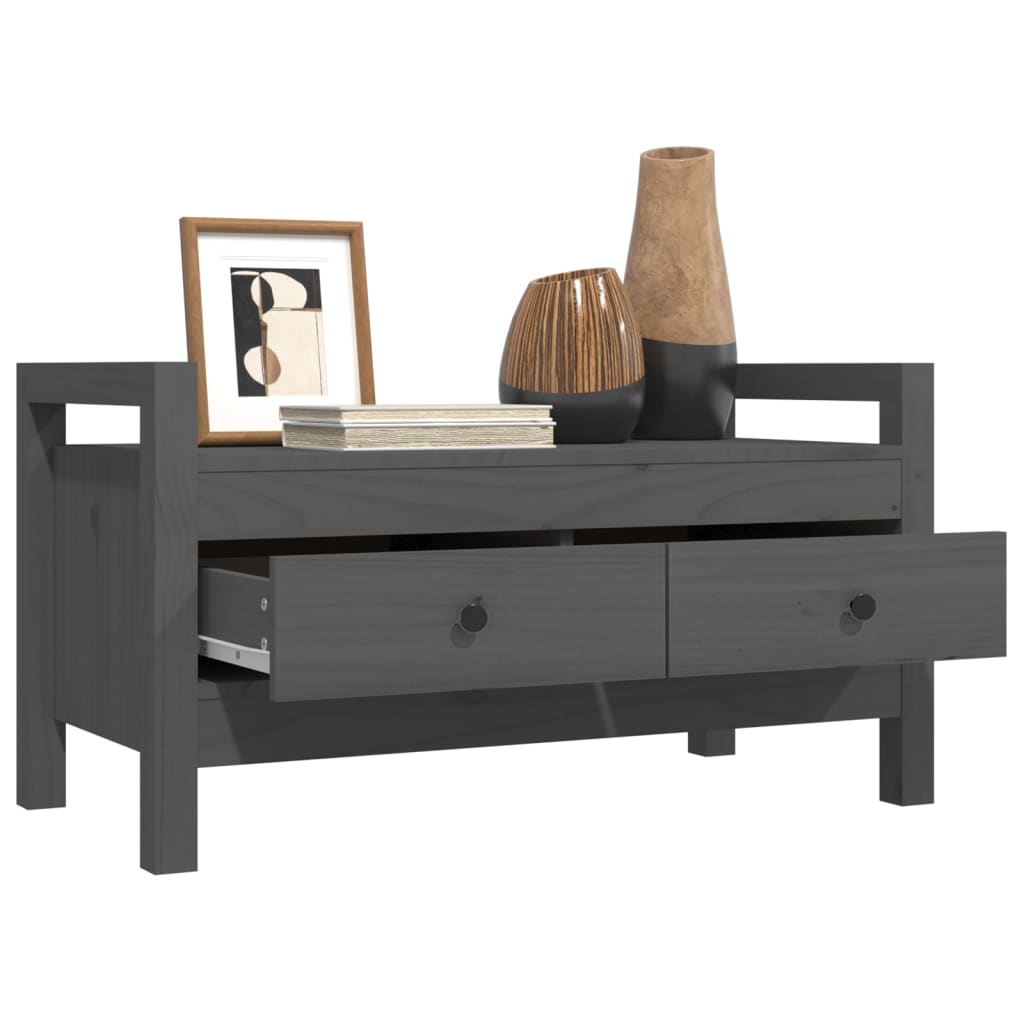 Banc d'entrée Gris 80x40x43 cm Bois de pin massif - XIOS