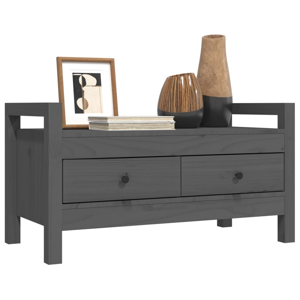 Banc d'entrée Gris 80x40x43 cm Bois de pin massif - XIOS