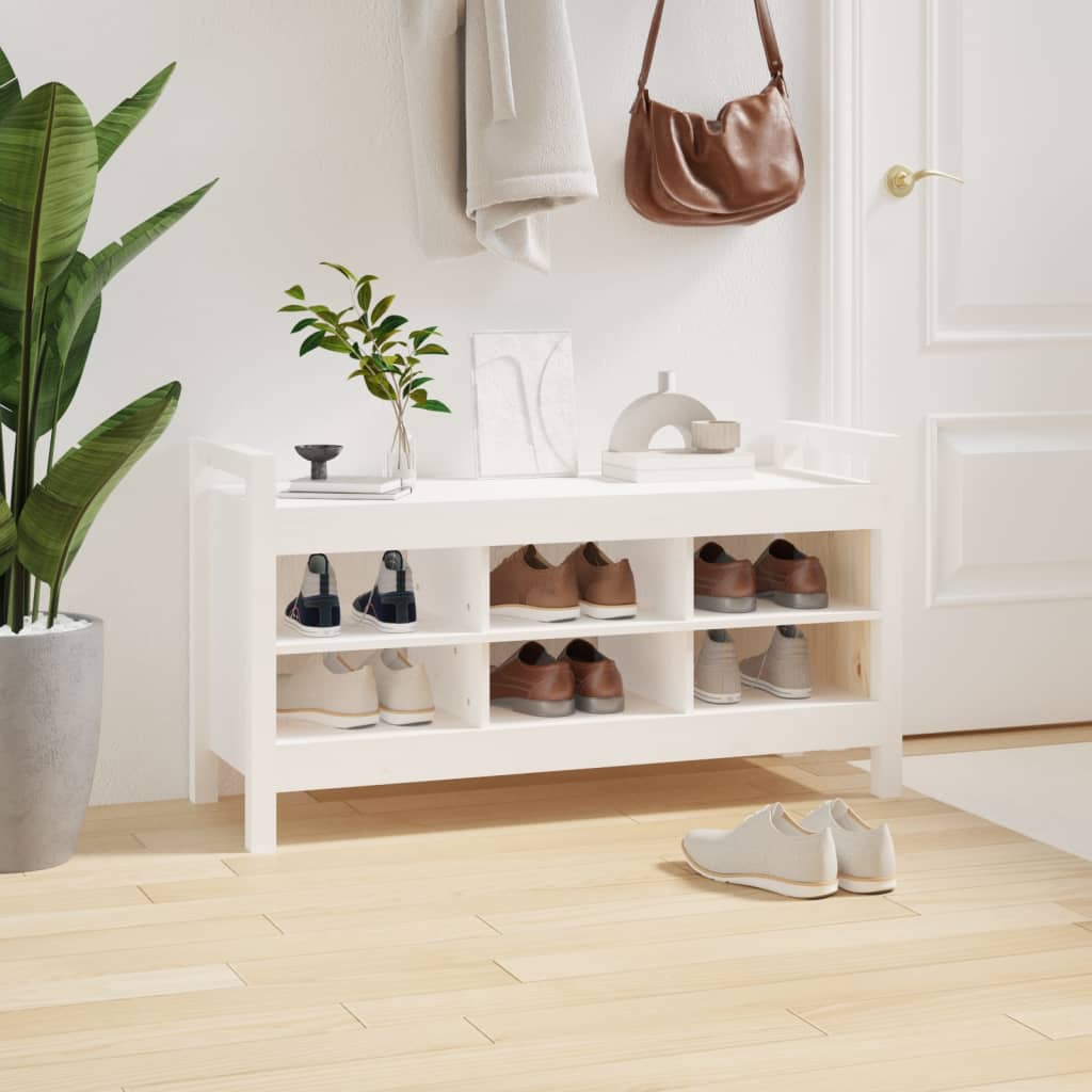 Banc d'entrée Blanc 110x40x60 cm Bois de pin massif - XIOS