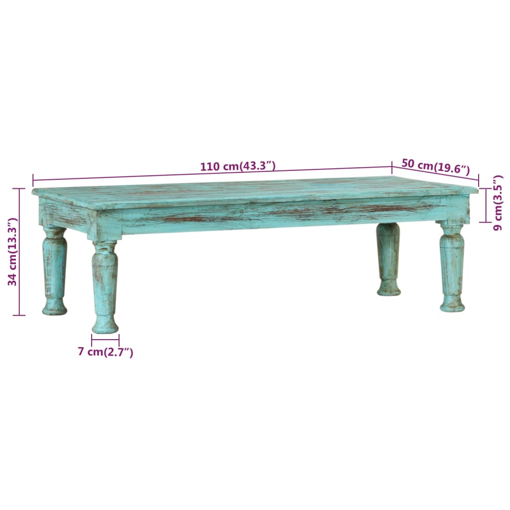 Table basse 110x50x34 cm Bois de récupération massif - XIOS