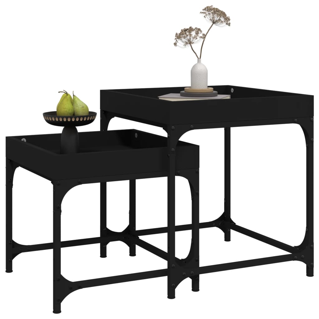 Tables d'appoint 2 pcs Noir Bois d'ingénierie - XIOS