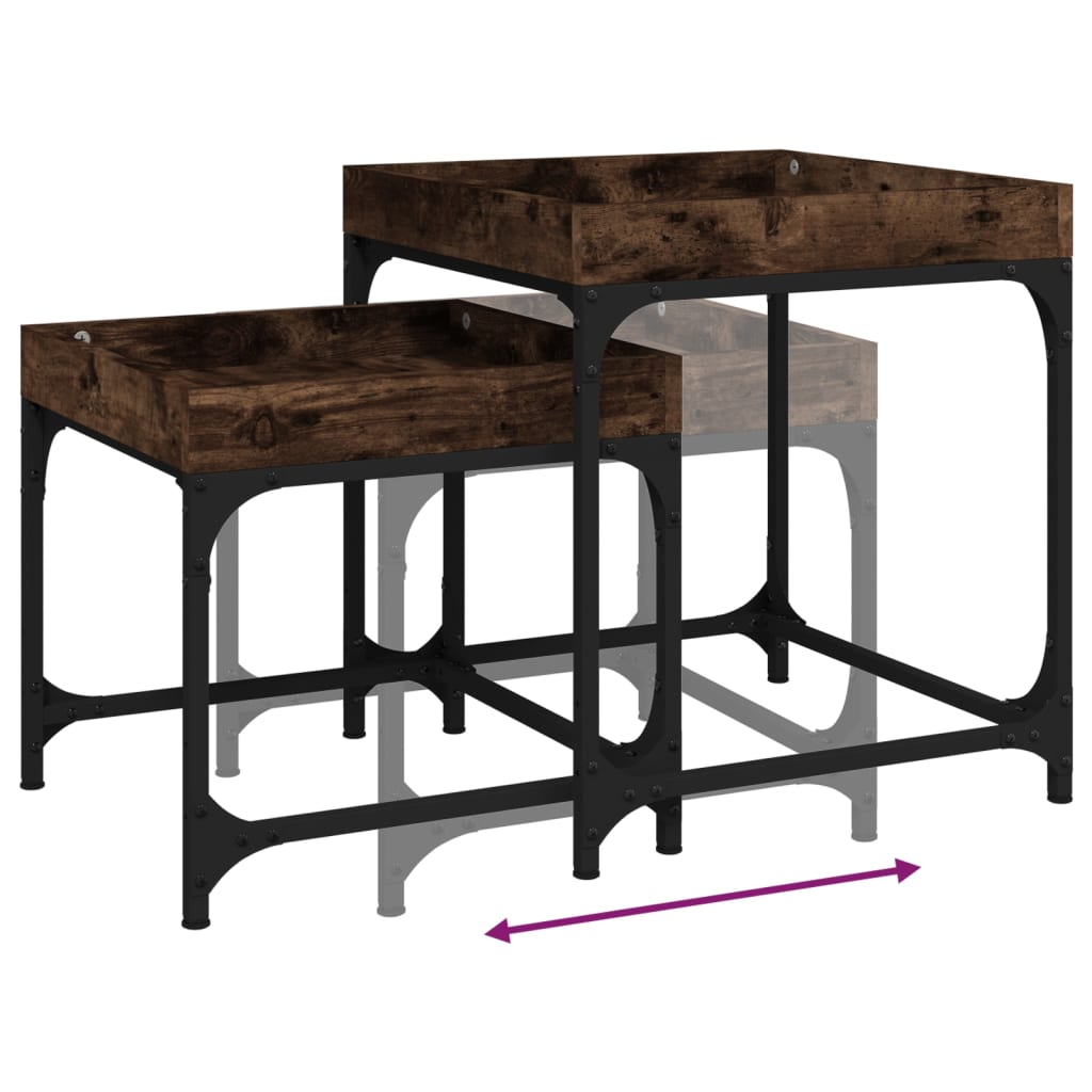 Tables d'appoint 2 pcs Chêne fumé Bois d'ingénierie - XIOS