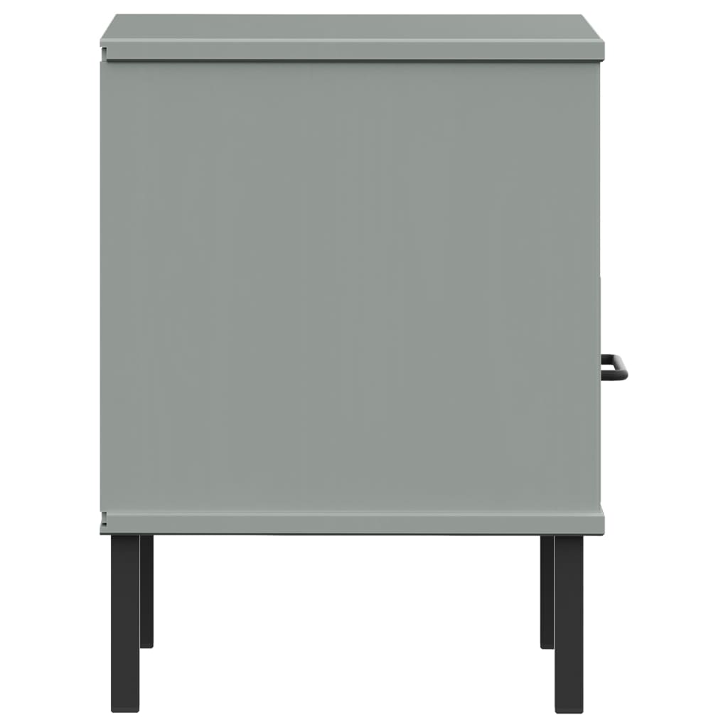 Table de chevet avec pieds en métal Gris Bois pin massif OSLO - XIOS