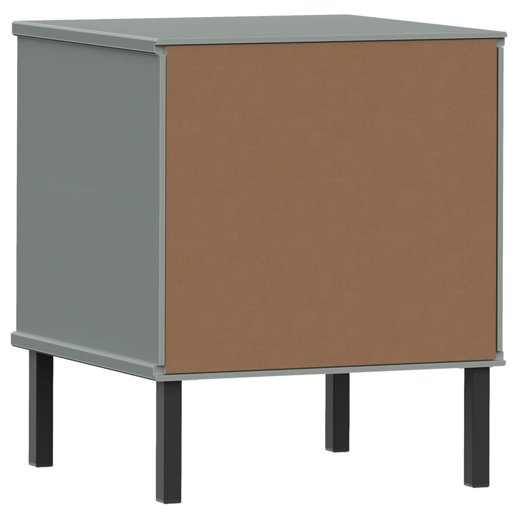 Table de chevet avec pieds en métal Gris Bois pin massif OSLO - XIOS
