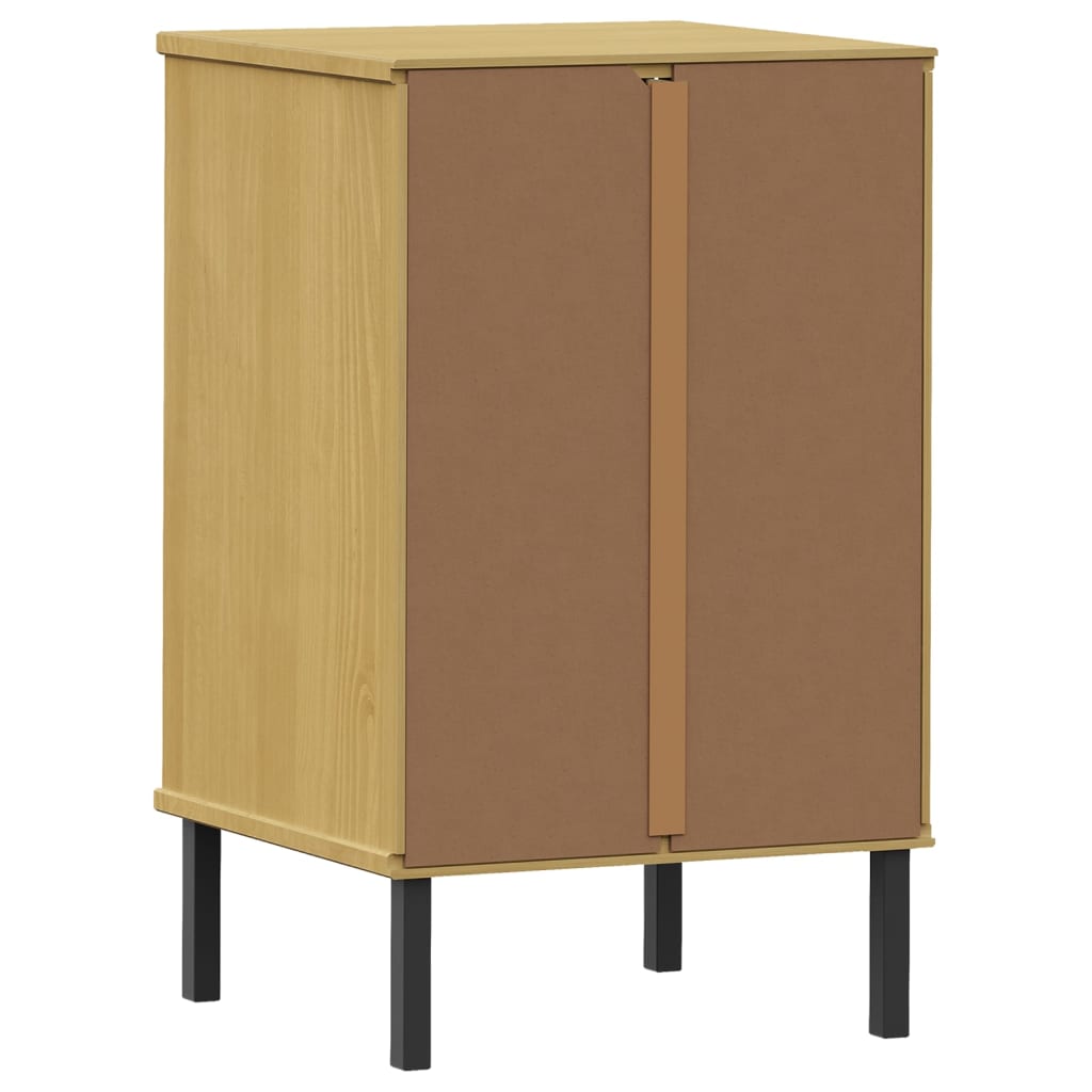 Table de chevet avec pieds en métal Marron Bois pin massif OSLO - XIOS