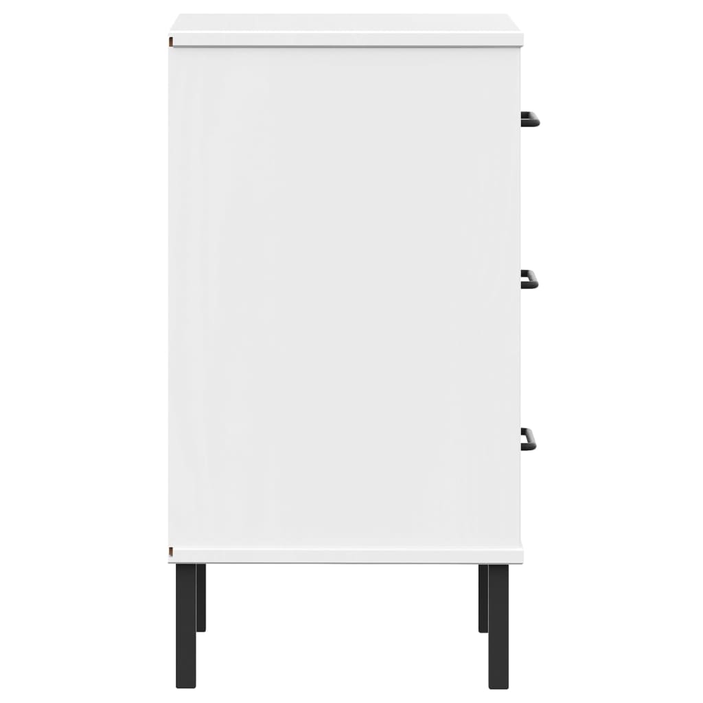 Table de chevet avec pieds en métal Blanc Bois pin massif OSLO - XIOS