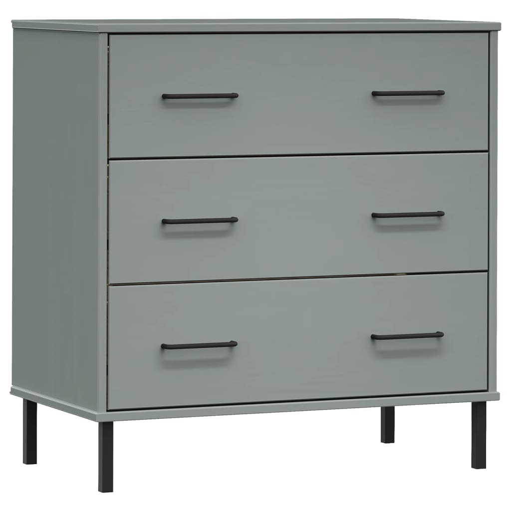 Buffet avec 3 tiroirs Gris 77x40x79,5 cm Bois massif OSLO - XIOS