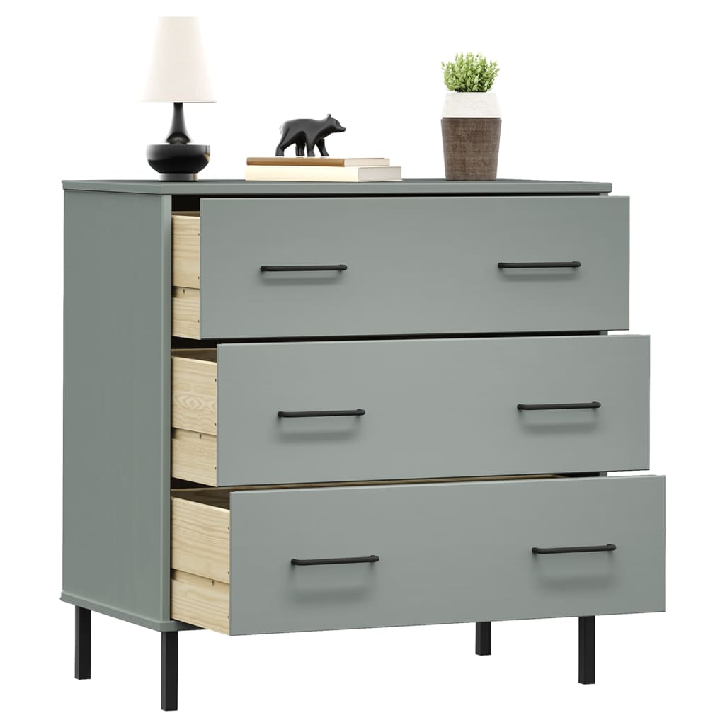 Buffet avec 3 tiroirs Gris 77x40x79,5 cm Bois massif OSLO - XIOS