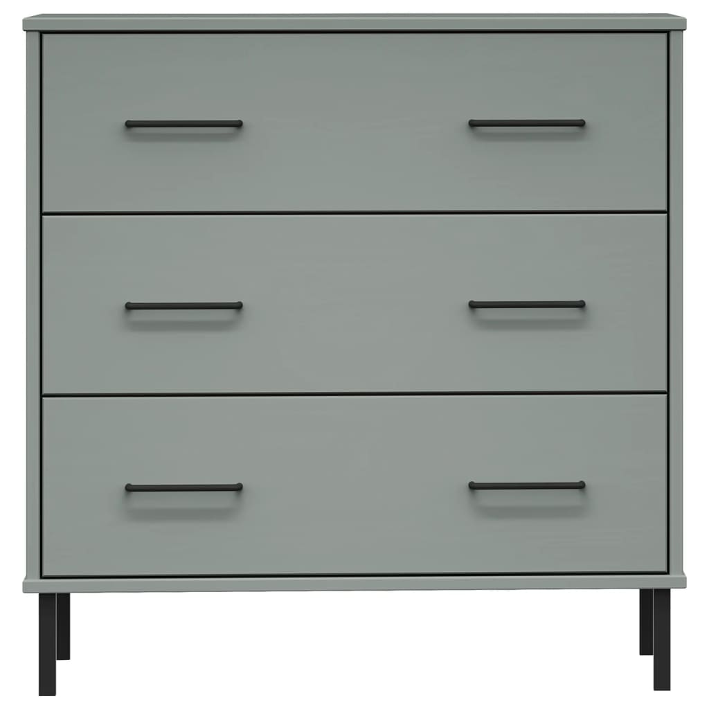 Buffet avec 3 tiroirs Gris 77x40x79,5 cm Bois massif OSLO - XIOS