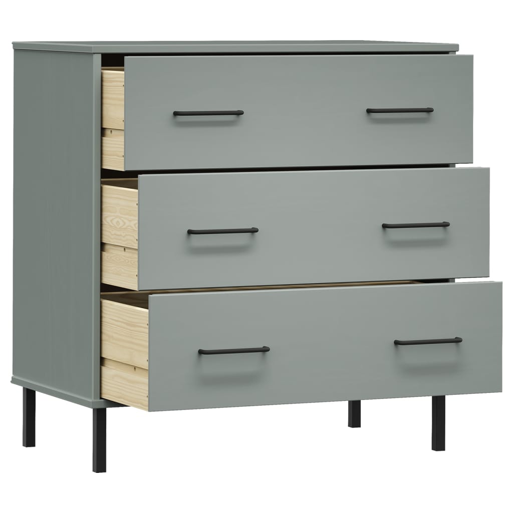 Buffet avec 3 tiroirs Gris 77x40x79,5 cm Bois massif OSLO - XIOS