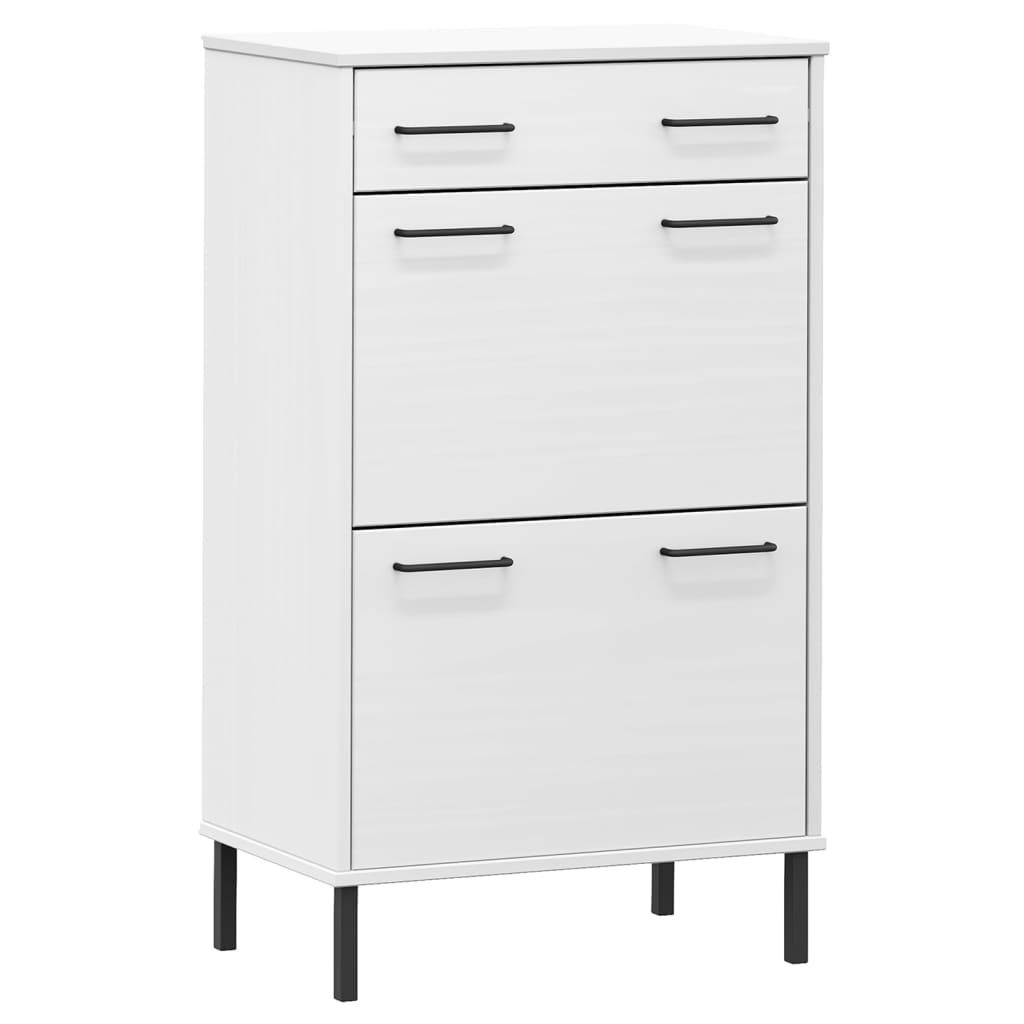 Étagère à chaussures et pieds en métal Blanc Bois de pin OSLO - XIOS