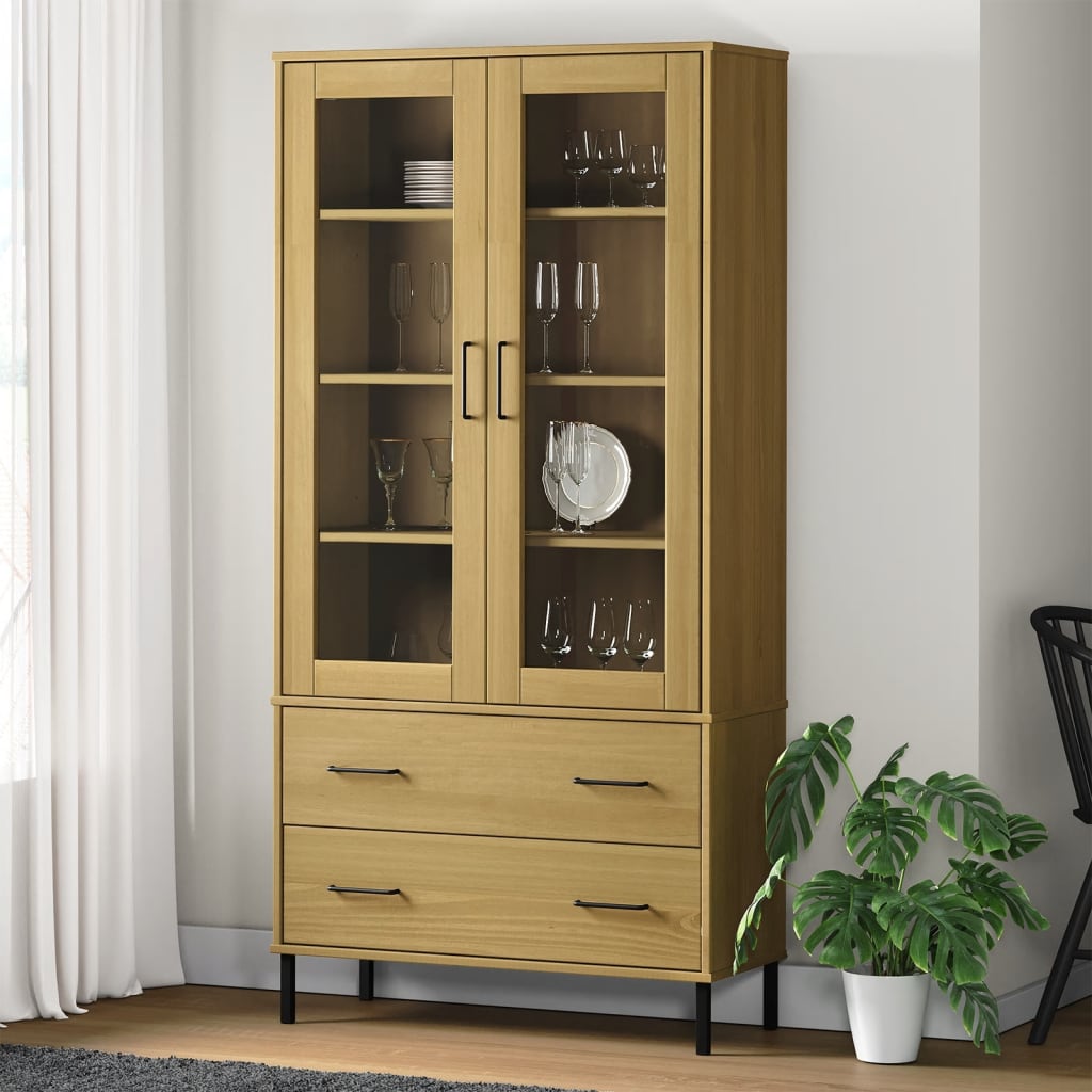 Bibliothèque avec pieds en métal Marron 85x35x172,5cm Bois OSLO - XIOS