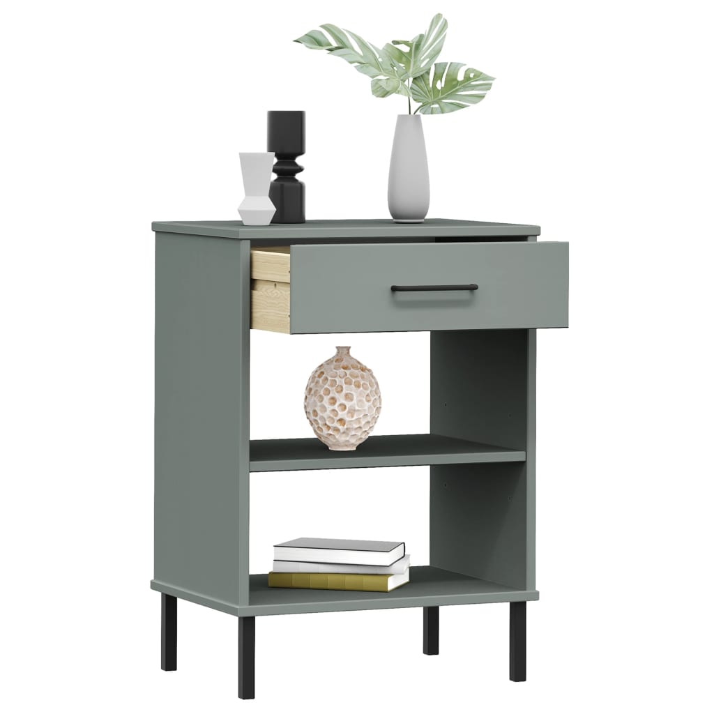 Armoire console avec pieds en métal Gris Bois pin massif OSLO - XIOS