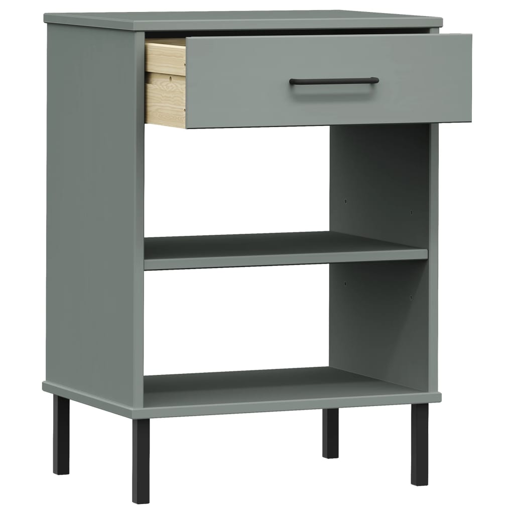 Armoire console avec pieds en métal Gris Bois pin massif OSLO - XIOS