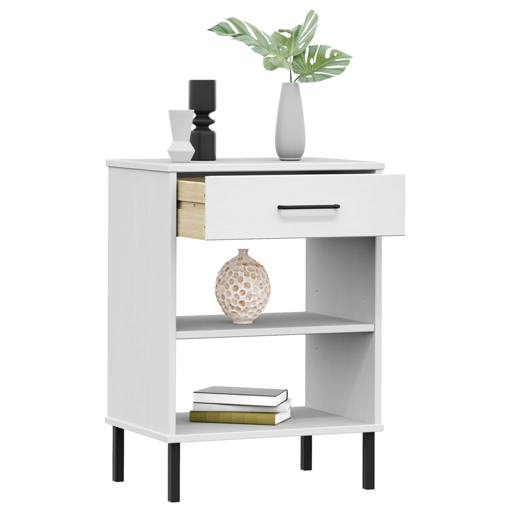 Armoire console avec pieds en métal Blanc Bois pin massif OSLO - XIOS