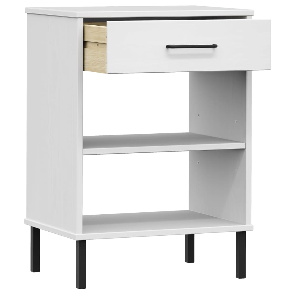 Armoire console avec pieds en métal Blanc Bois pin massif OSLO - XIOS