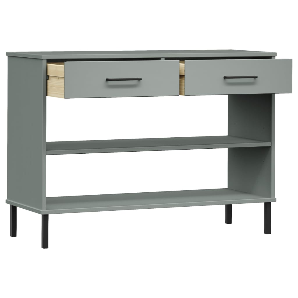 Armoire console avec pieds en métal Gris Bois pin massif OSLO
