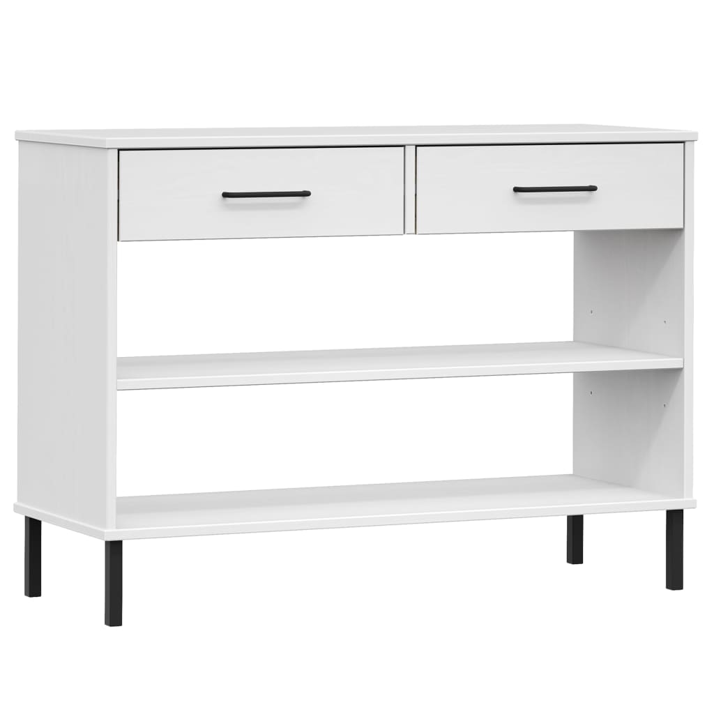 Armoire console avec pieds en métal Blanc Bois pin massif OSLO
