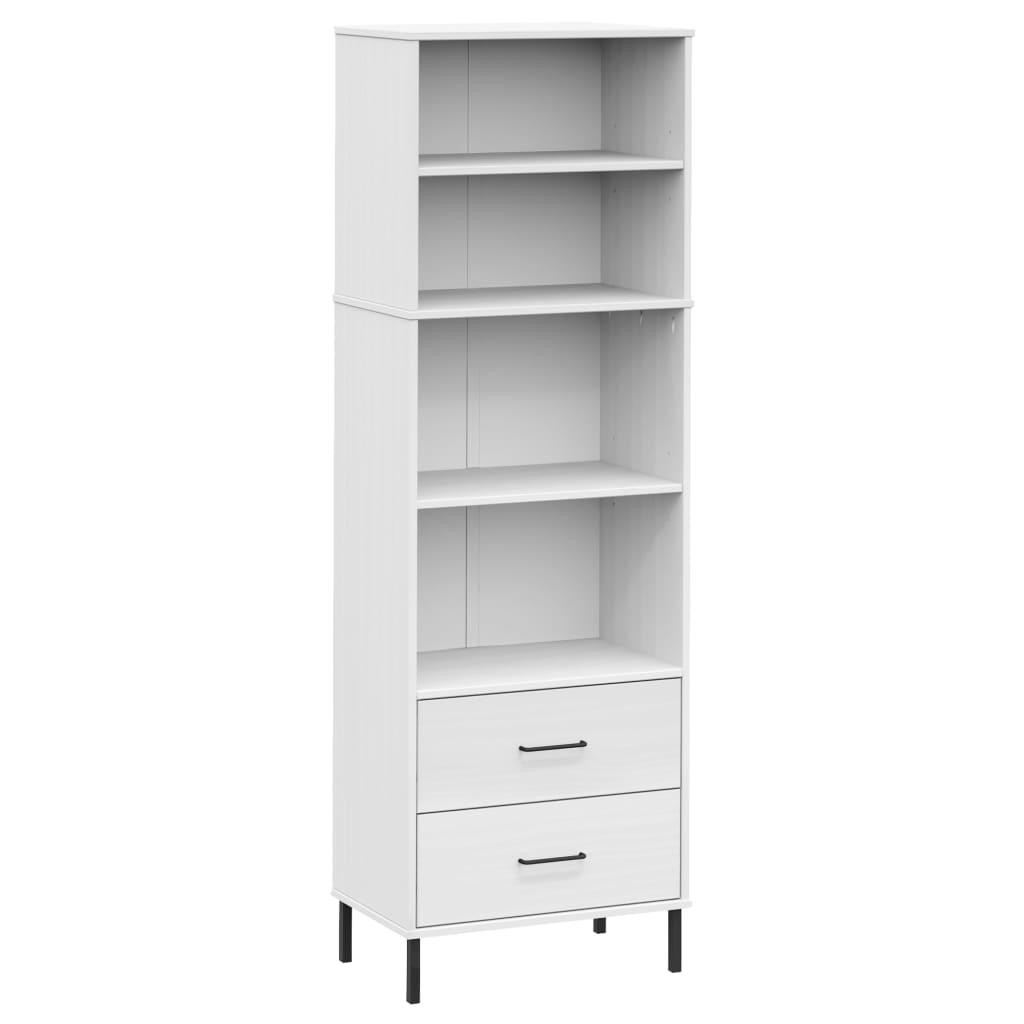 Bibliothèque à 2 tiroirs Blanc 60x35x180 cm Bois massif OSLO - XIOS