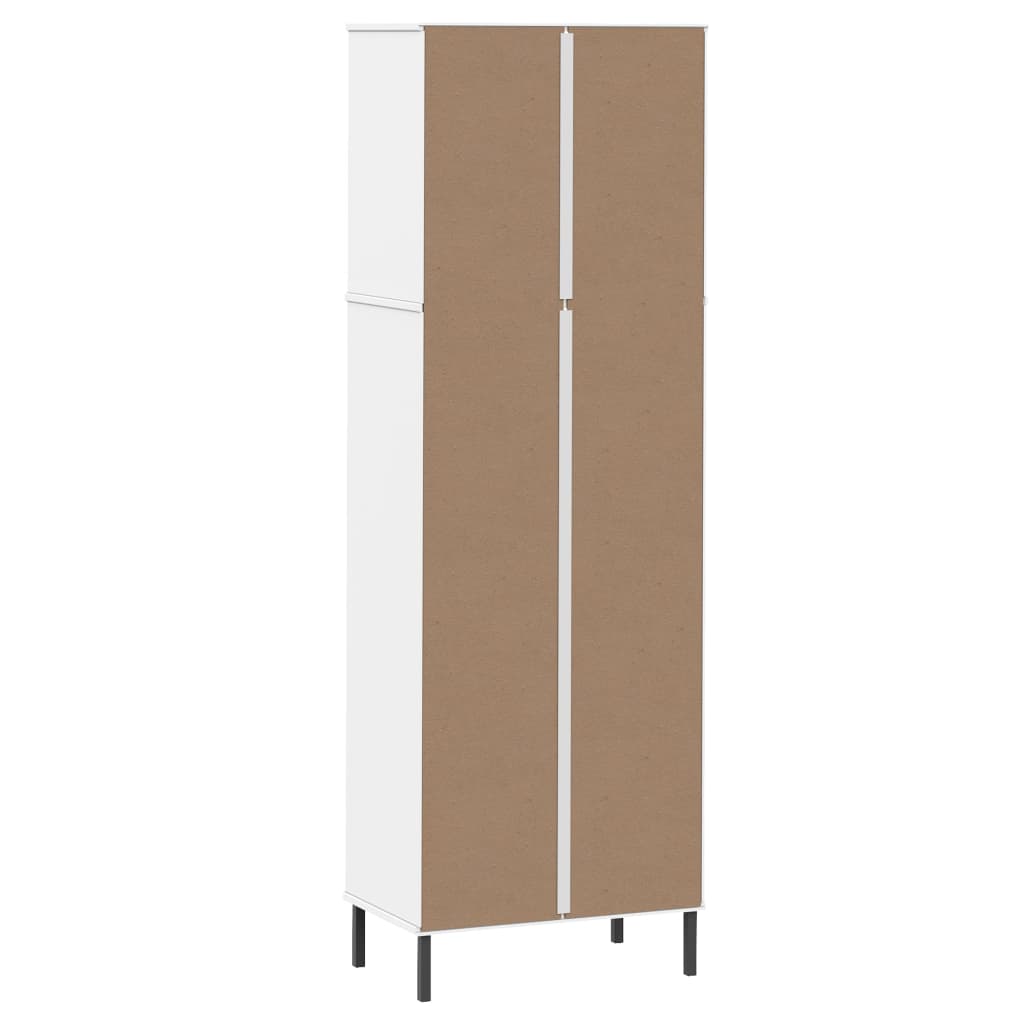 Bibliothèque à 2 tiroirs Blanc 60x35x180 cm Bois massif OSLO - XIOS