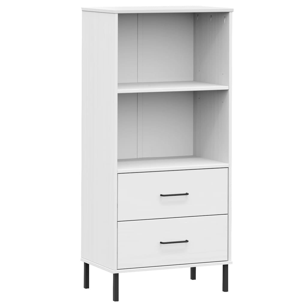 Bibliothèque à 2 tiroirs Blanc 60x35x128,5 cm Bois massif OSLO - XIOS