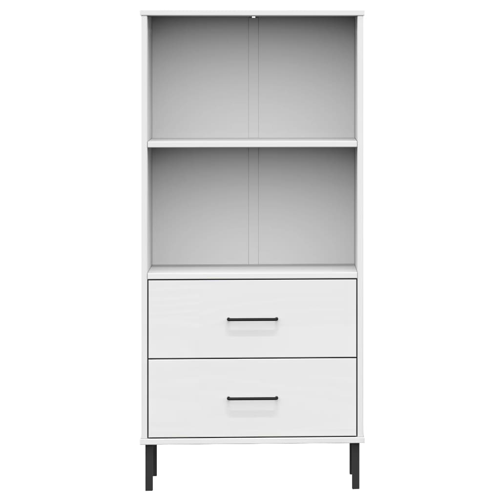 Bibliothèque à 2 tiroirs Blanc 60x35x128,5 cm Bois massif OSLO - XIOS