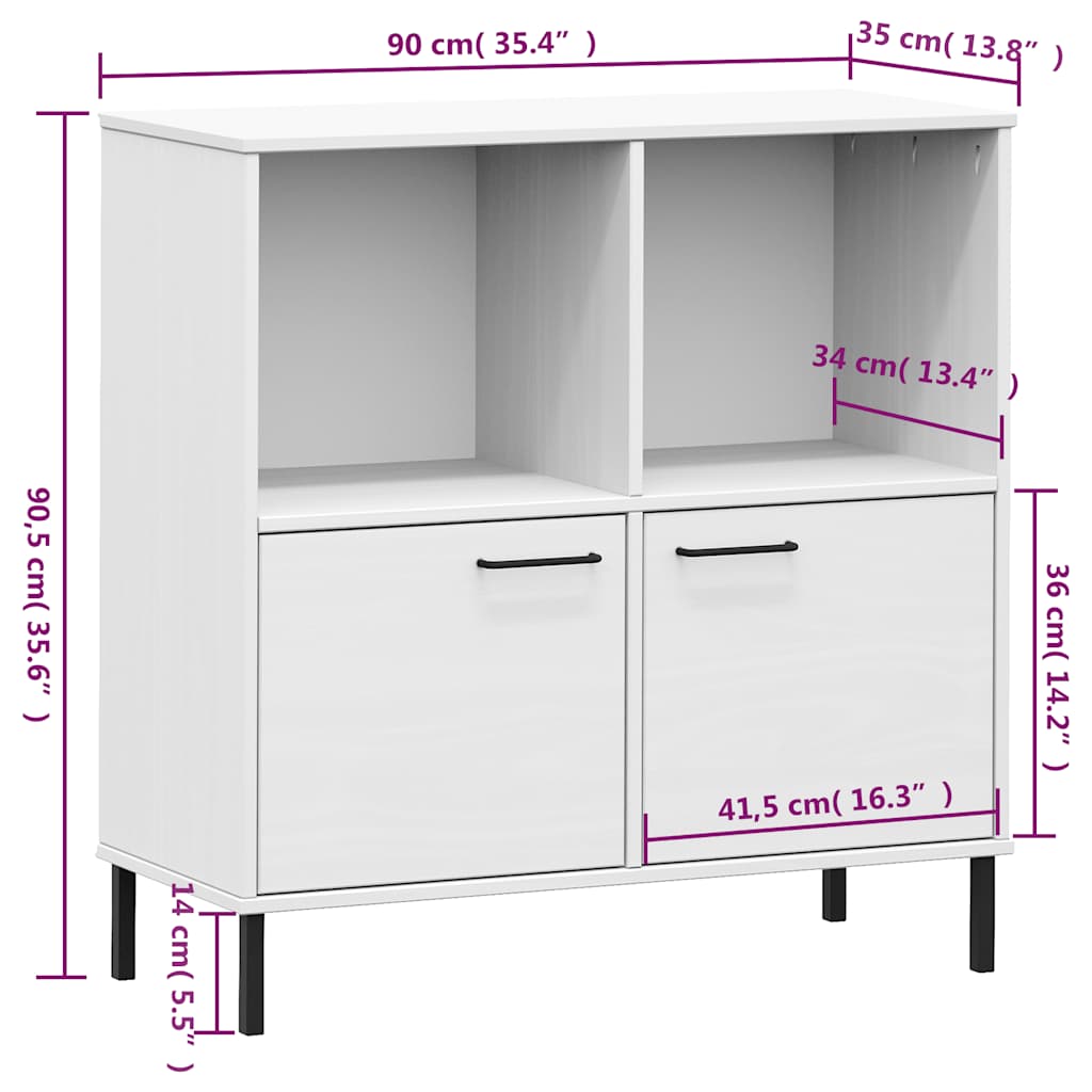 Bibliothèque avec pieds en métal Blanc 90x35x90,5 cm Bois OSLO - XIOS
