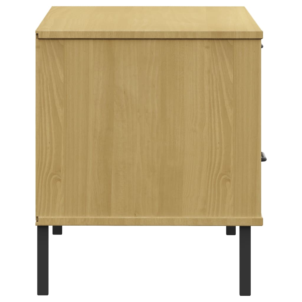Meuble TV avec pieds en métal Marron Bois de pin massif OSLO - XIOS
