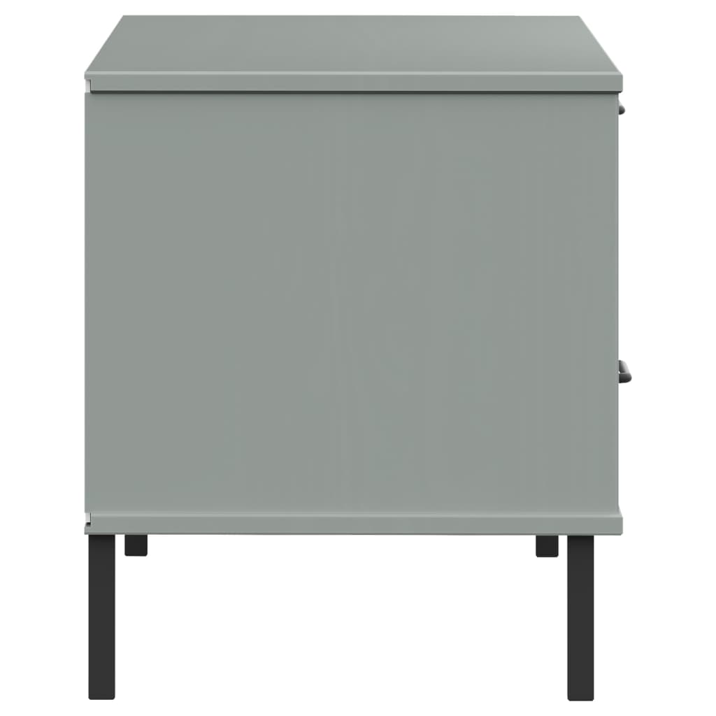 Meuble TV avec pieds en métal Gris Bois de pin massif OSLO - XIOS