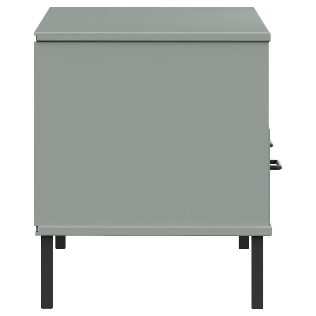 Meuble TV avec pieds en métal Gris Bois de pin massif OSLO - XIOS