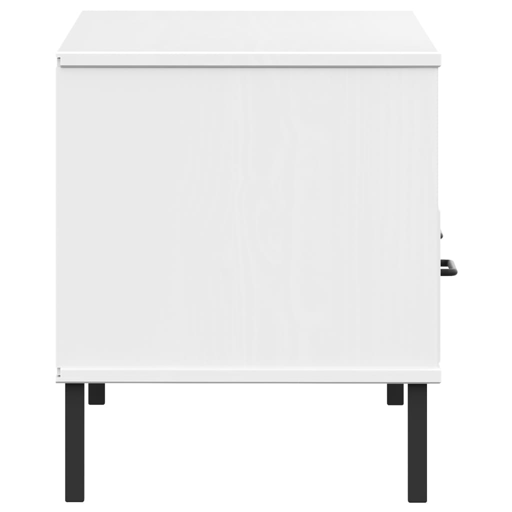 Meuble TV avec pieds en métal Blanc Bois de pin massif OSLO - XIOS