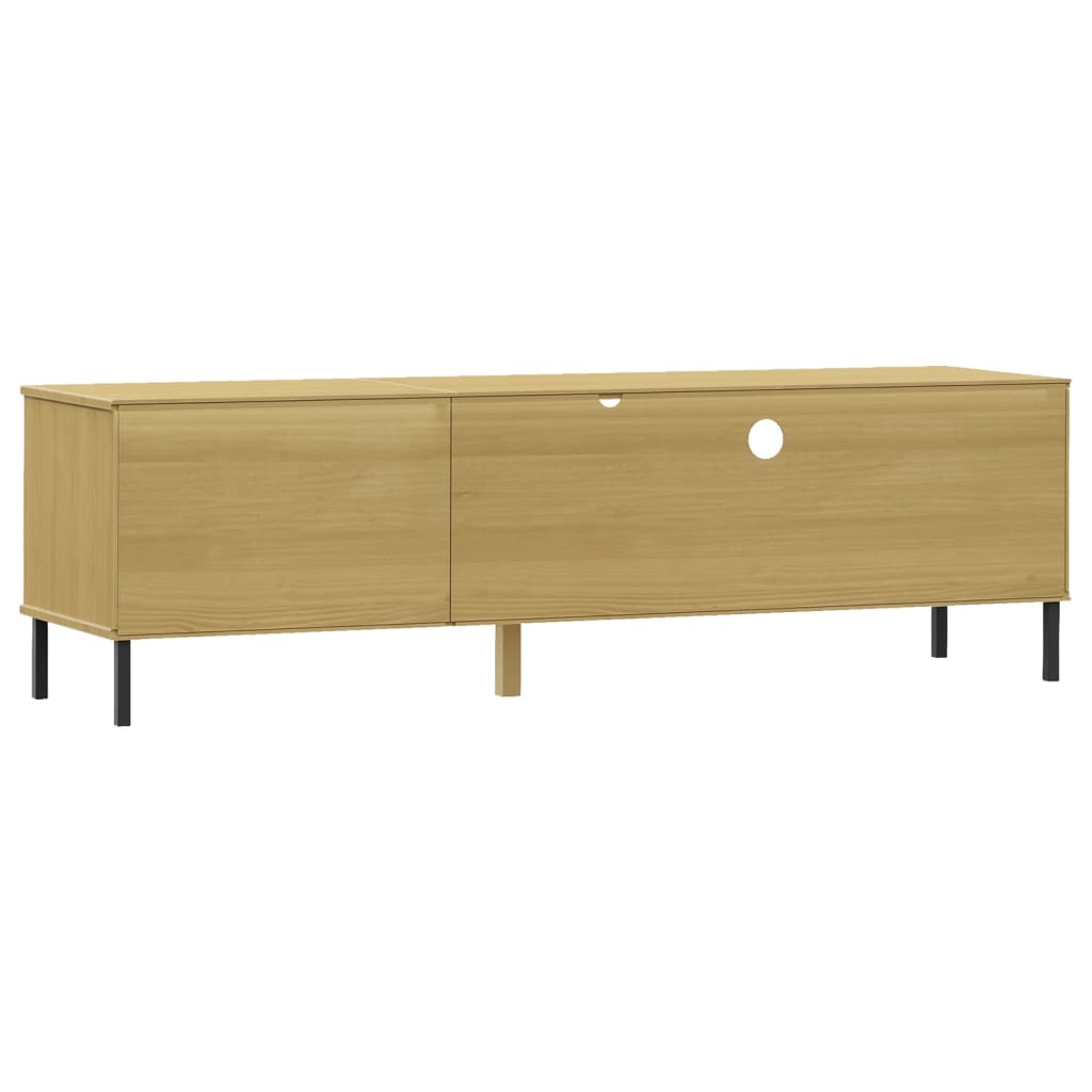 Meuble TV avec pieds en métal Marron Bois de pin massif OSLO